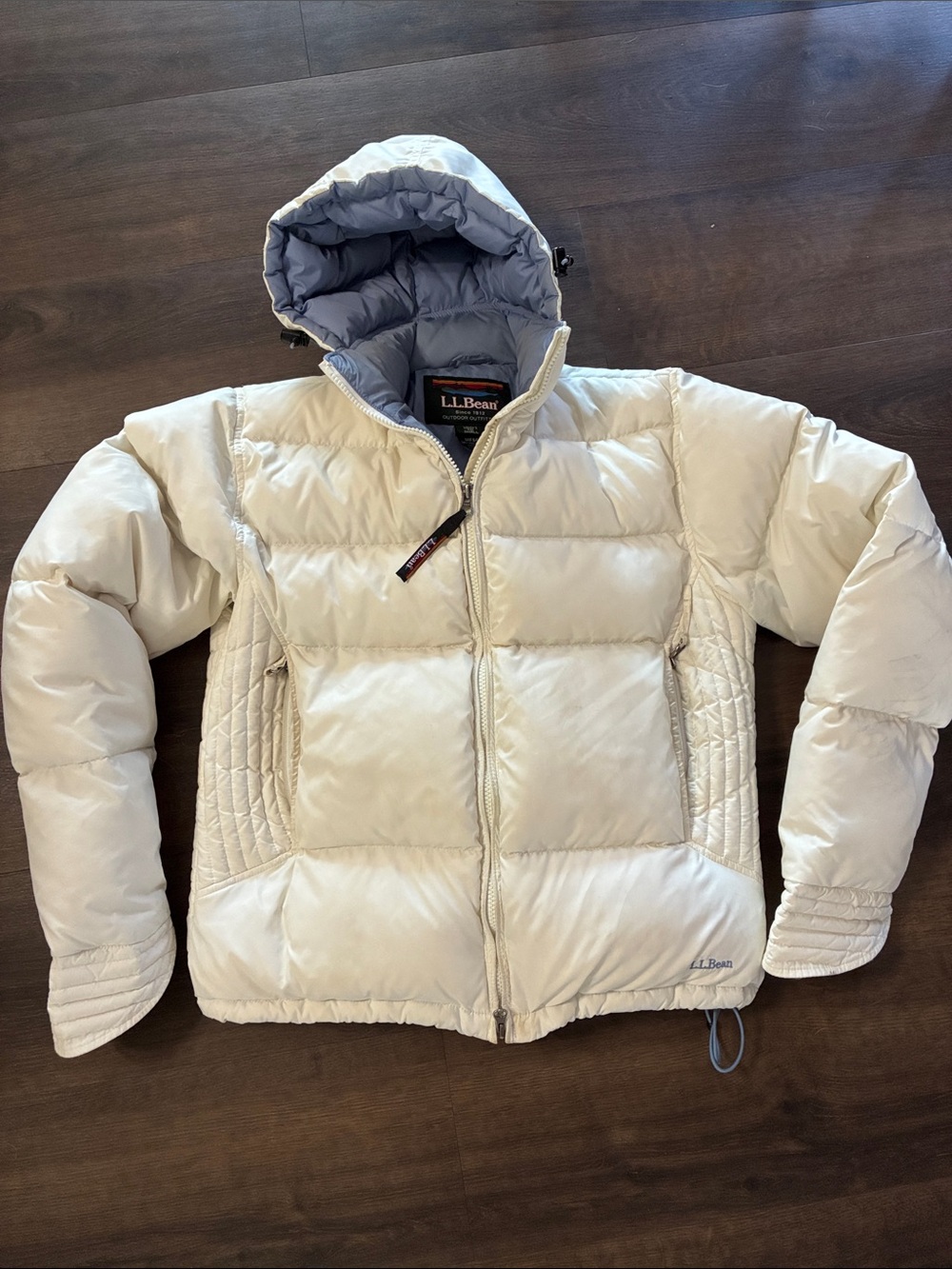 Vintage L.L. Bean Women's White Hooded Puffer Jacket Goose down